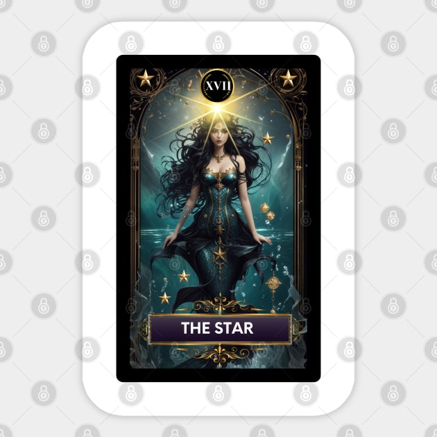 The Star Card from The Mermaid Tarot Deck Sticker by MGRCLimon